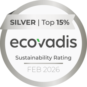 EcoVadis Silver Sustainability Rating, top 15%, februari 2026.