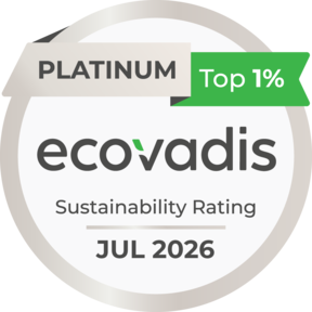 EcoVadis Platinum Sustainability Rating, top 1%, juli 2026.