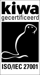 Kiwa-keurmerk 'gecertificeerd' voor ISO/IEC 27001.