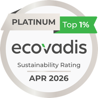 EcoVadis Platinum Sustainability Rating, top 1%, april 2026.