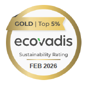 EcoVadis Gold Sustainability Rating, top 5%, februari 2026.