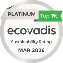 EcoVadis Platinum Sustainability Rating, top 1%, maart 2026.