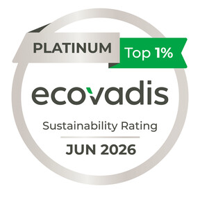 EcoVadis Platinum Sustainability Rating, top 1%, juni 2026.